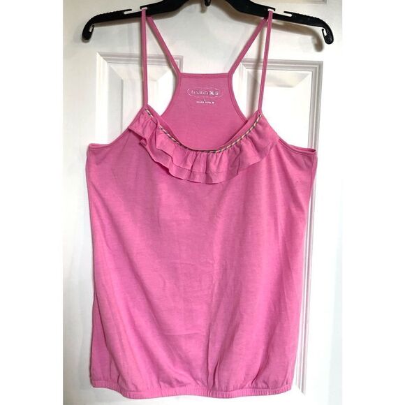 MAURICES - NWOT - L Sz L Double Flounce-Neck Blouson Tank w/Racer Back in Pink🩷 - Picture 2 of 12